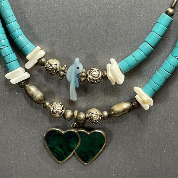 Trading Post Sterling & Turquoise Mop Necklace 18 - Picture 2 of 5